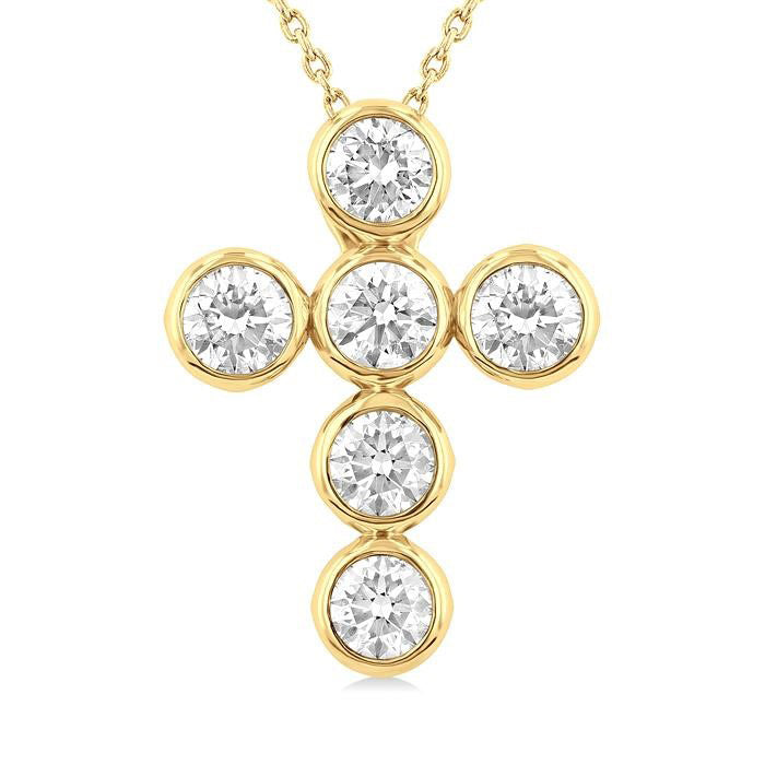 Freya Quiana 6 Stone Bezel Cross Diamond Fashion Pendant