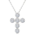 1 Ctw Round Cut Diamond 6-Stone Bezel Set Cross Pendant With Chain in 14K White Gold