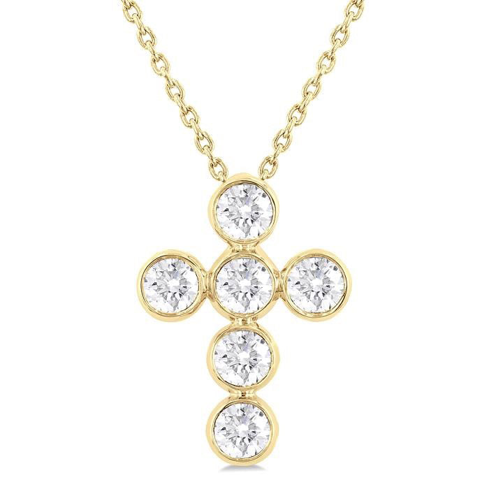 Delphine Oleander 6 Stone Bezel Cross Diamond Fashion Pendant