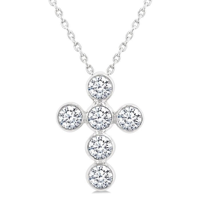 Cypress Hera 6 Stone Bezel Cross Diamond Fashion Pendant