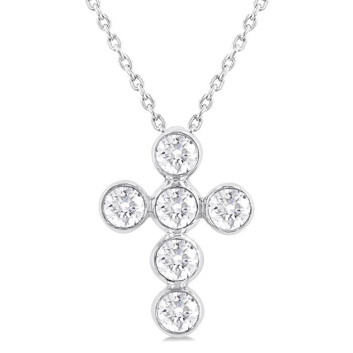 Cypress Hera 6 Stone Bezel Cross Diamond Fashion Pendant
