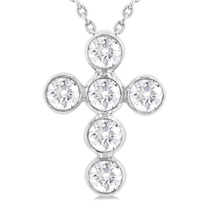 Cypress Hera 6 Stone Bezel Cross Diamond Fashion Pendant