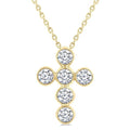 3/4 Ctw Round Cut Diamond 6-Stone Bezel Set Cross Pendant With Chain in 14K Yellow Gold