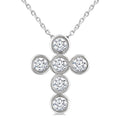 1/2 Ctw Round Cut Diamond 6-Stone Bezel Set Cross Pendant With Chain in 14K White Gold