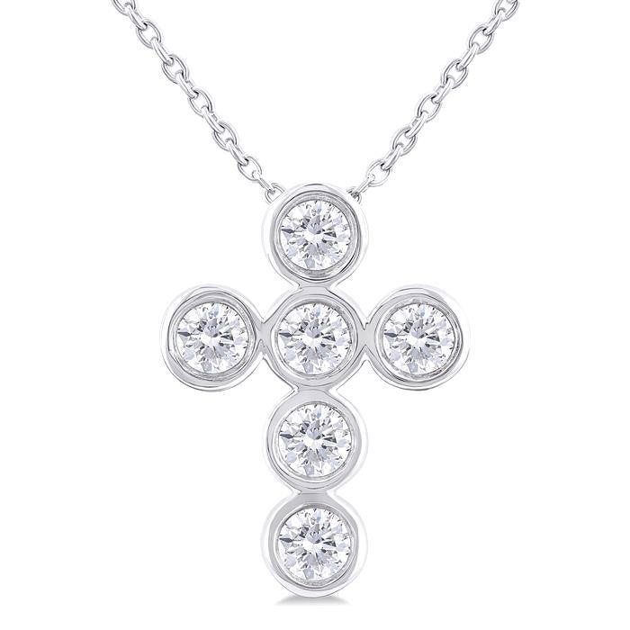 Harrier Zinnia 6 Stone Bezel Cross Diamond Fashion Pendant