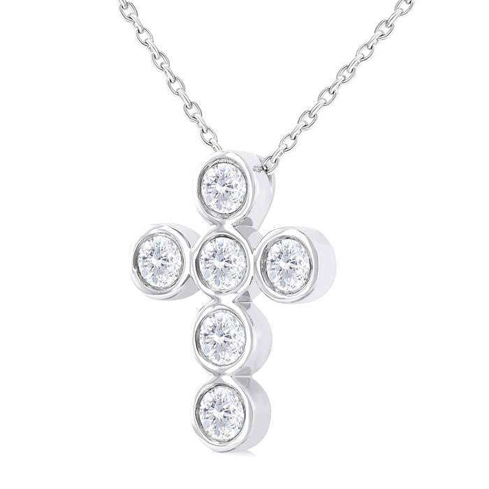 Harrier Zinnia 6 Stone Bezel Cross Diamond Fashion Pendant
