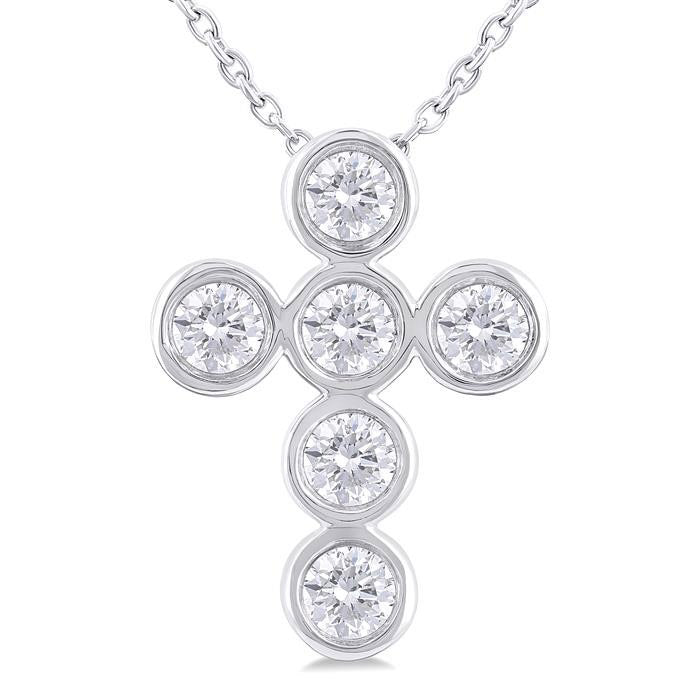 Harrier Zinnia 6 Stone Bezel Cross Diamond Fashion Pendant
