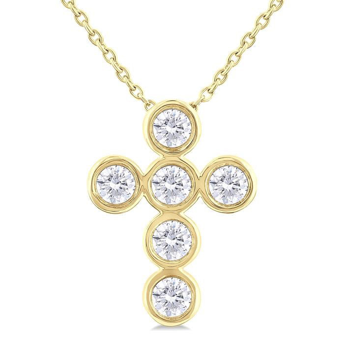 Juniper Imperial 6 Stone Bezel Cross Diamond Fashion Pendant