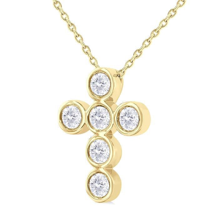 Juniper Imperial 6 Stone Bezel Cross Diamond Fashion Pendant