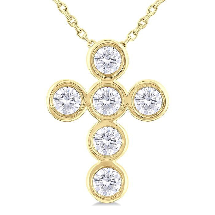 Juniper Imperial 6 Stone Bezel Cross Diamond Fashion Pendant