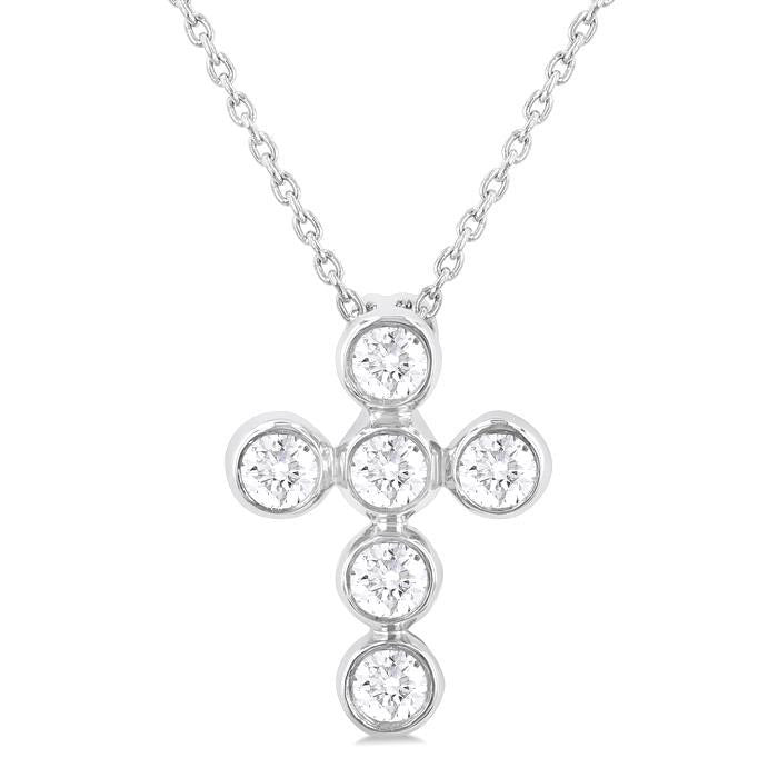 Velour Juno 6 Stone Bezel Cross Diamond Fashion Pendant