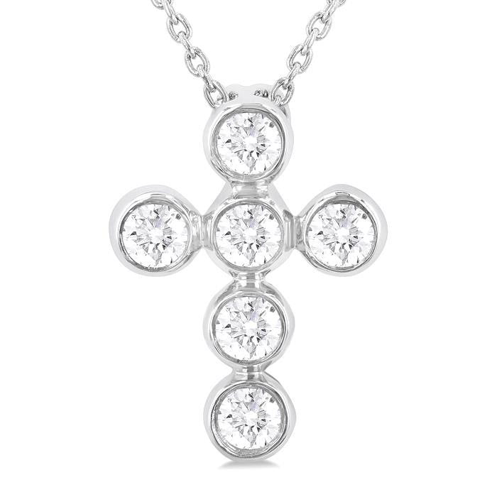 Velour Juno 6 Stone Bezel Cross Diamond Fashion Pendant