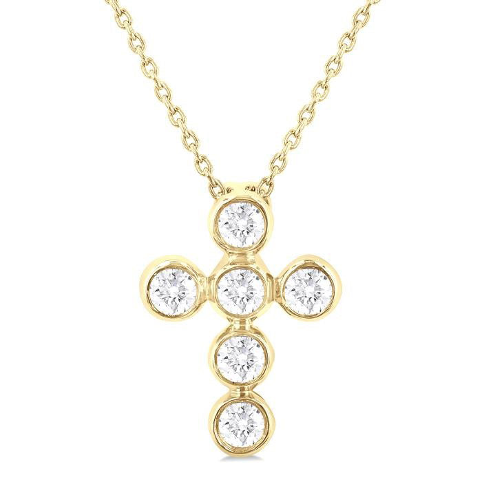 Nimbus Grandeur 6 Stone Bezel Cross Diamond Fashion Pendant