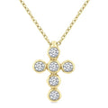 1/6 Ctw Round Cut Diamond 6-Stone Bezel Set Cross Pendant With Chain in 14K Yellow Gold