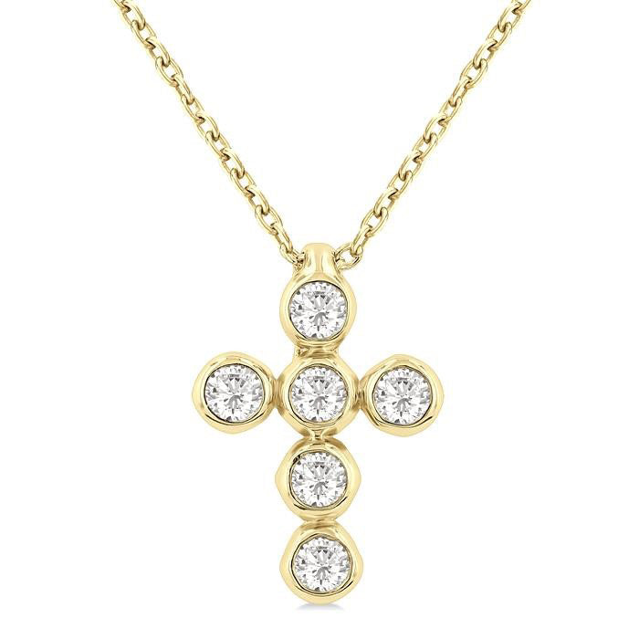 Blossom Ophelia 6 Stone Bezel Cross Diamond Fashion Pendant