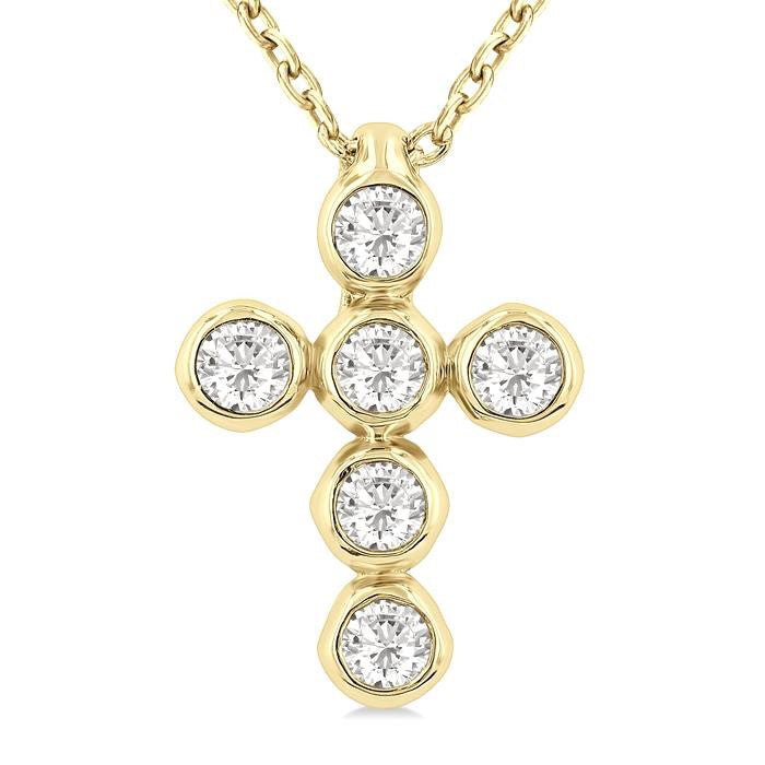 Blossom Ophelia 6 Stone Bezel Cross Diamond Fashion Pendant