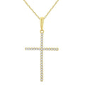 1/10 Ctw Cross Round Cut Diamond Fashion Pendant With Chain in 10K Yellow Gold