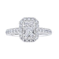 Diamond Emerald Shaped Cluster Halo Engagement Ring 