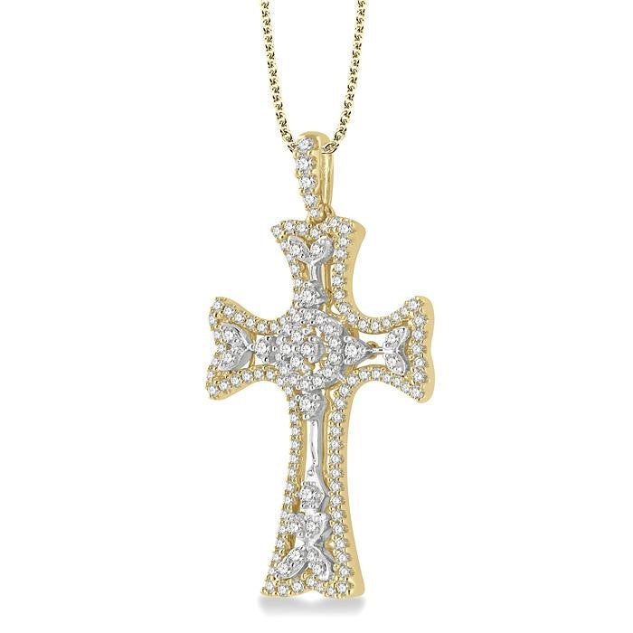 Yew Orion Cross Halo Diamond Fashion Pendant