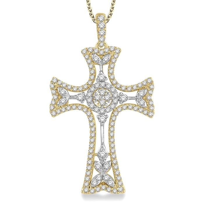 Yew Orion Cross Halo Diamond Fashion Pendant