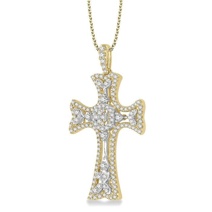 Yew Orion Cross Halo Diamond Fashion Pendant