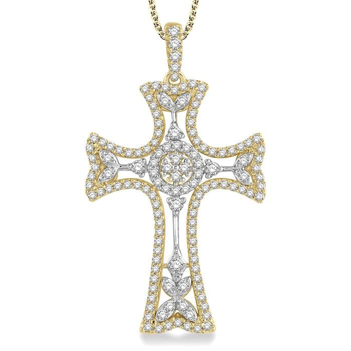 Yew Orion Cross Halo Diamond Fashion Pendant