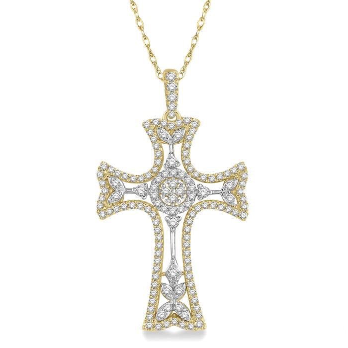 Lyric Fen Cross Halo Diamond Fashion Pendant