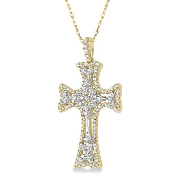 Lyric Fen Cross Halo Diamond Fashion Pendant