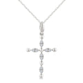 1/20 Ctw Cross Marquise and Ball Bead Motif Round Cut Diamond Fashion Pendant With Chain in 10K White Gold