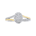 Diamond Oval Shaped Cluster with Halo and Two Tone Shank Engagement Ring