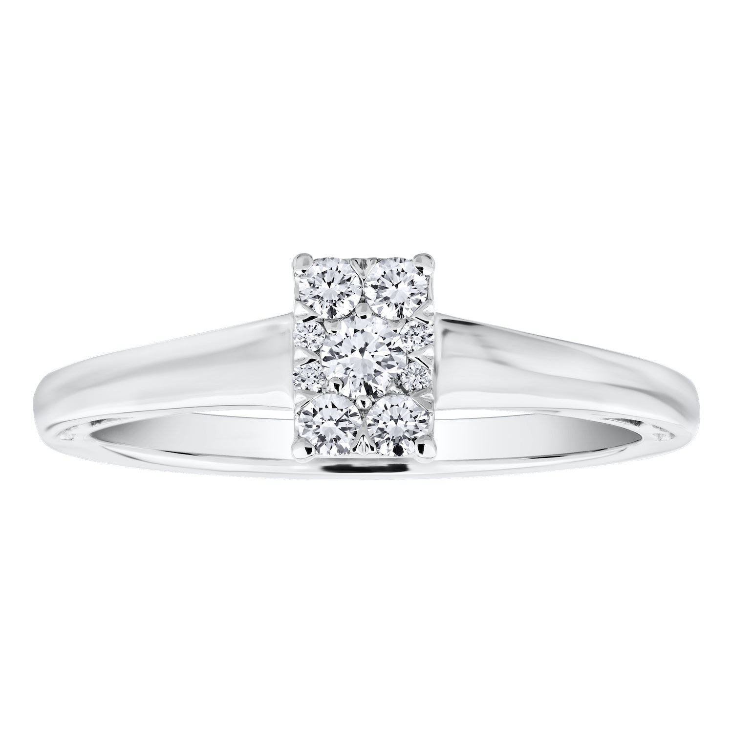Diamond Emerald Shaped Cluster Engagement Ring