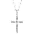 1/10 Ctw Cross Charm Round Cut Diamond Petite Pendant With Chain in 10K White Gold