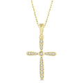 1/10 Ctw Cross Charm Round Cut Diamond Petite Pendant With Chain in 10K Yellow Gold