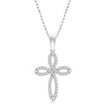 1/5 Ctw Infinity Round Cut Diamond Cross Pendant With Chain in 14K White Gold