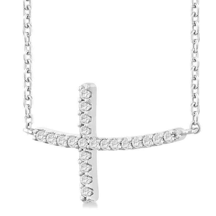 Serenade  Sideway Cross Petite Diamond Fashion Pendant