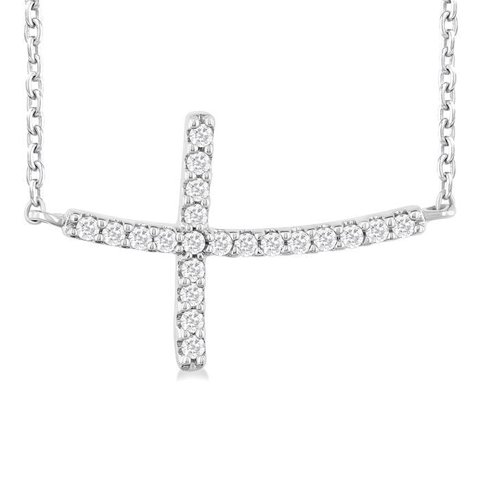 Serenade  Sideway Cross Petite Diamond Fashion Pendant