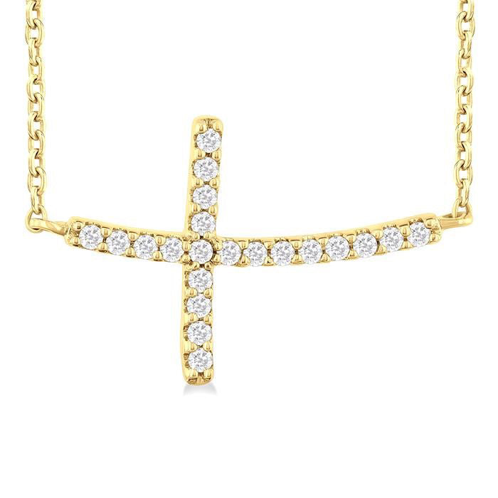 Zenith Raven Sideway Cross Petite Diamond Fashion Pendant