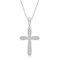 1/6 Ctw Round Cut Diamond Cross Pendant With Chain in 14K White Gold