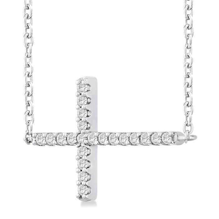 Isolde Umbria Sideway Cross Petite Diamond Fashion Pendant
