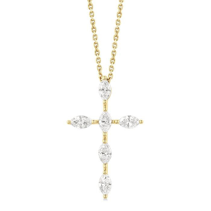 Wynn Maia Marquise Shape 6 Stone Cross Diamond Fashion Pendant