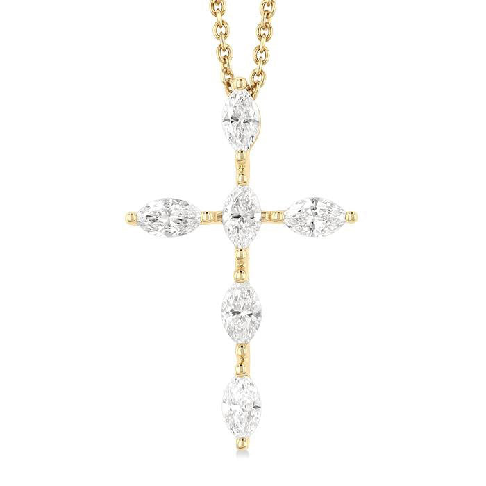 Wynn Maia Marquise Shape 6 Stone Cross Diamond Fashion Pendant