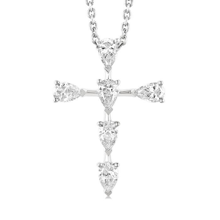 Dione Imperial Pear Shape 6 Stone Cross Diamond Fashion Pendant
