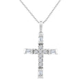 1/20 Ctw Baguette and Round Cut Diamond  Cross Shape Fashion Pendant With Chain in 10K White Gold