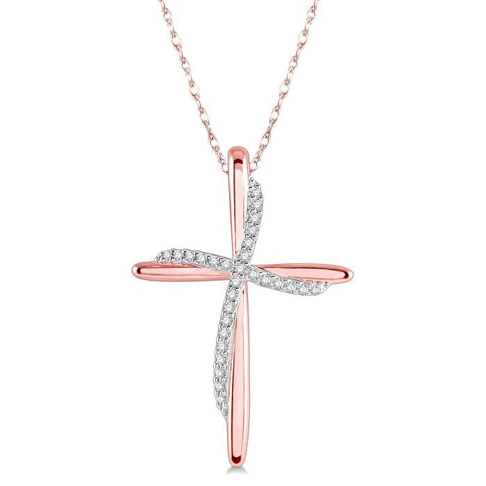 Violet Gale Cross 10K Rose Gold Diamond Fashion Pendant