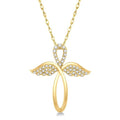 Aeravine Angel Wing Diamond Cross Pendant in 10K Yellow Gold