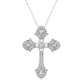 1/4 Ctw Cross Round Cut Diamond Fashion Pendant With Chain in 14K White Gold