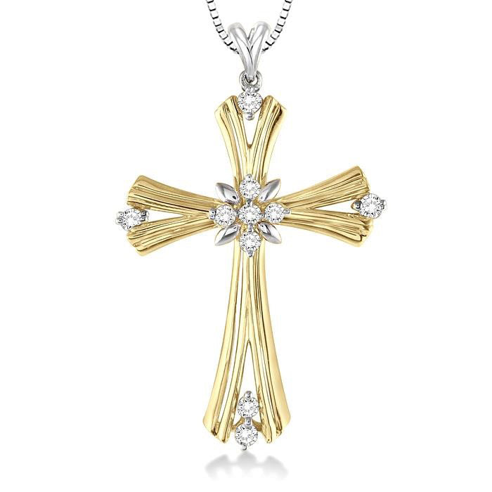 Oleander Silhouette Cross Diamond Fashion Pendant