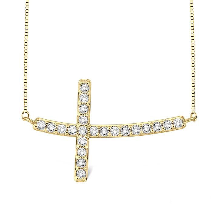 Juno Laurel Sideway Cross Diamond Fashion Pendant