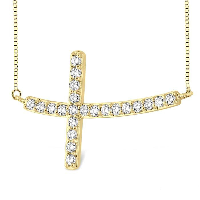 Juno Laurel Sideway Cross Diamond Fashion Pendant