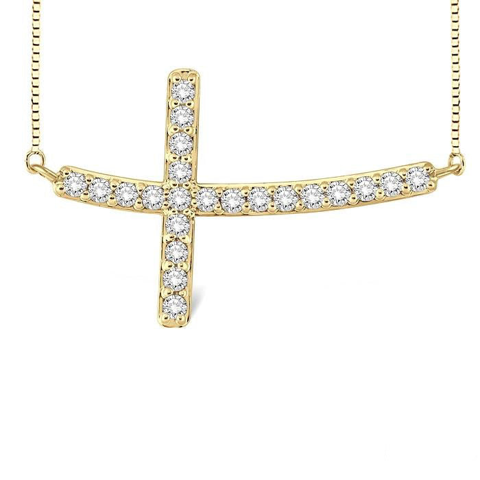 Juno Laurel Sideway Cross Diamond Fashion Pendant